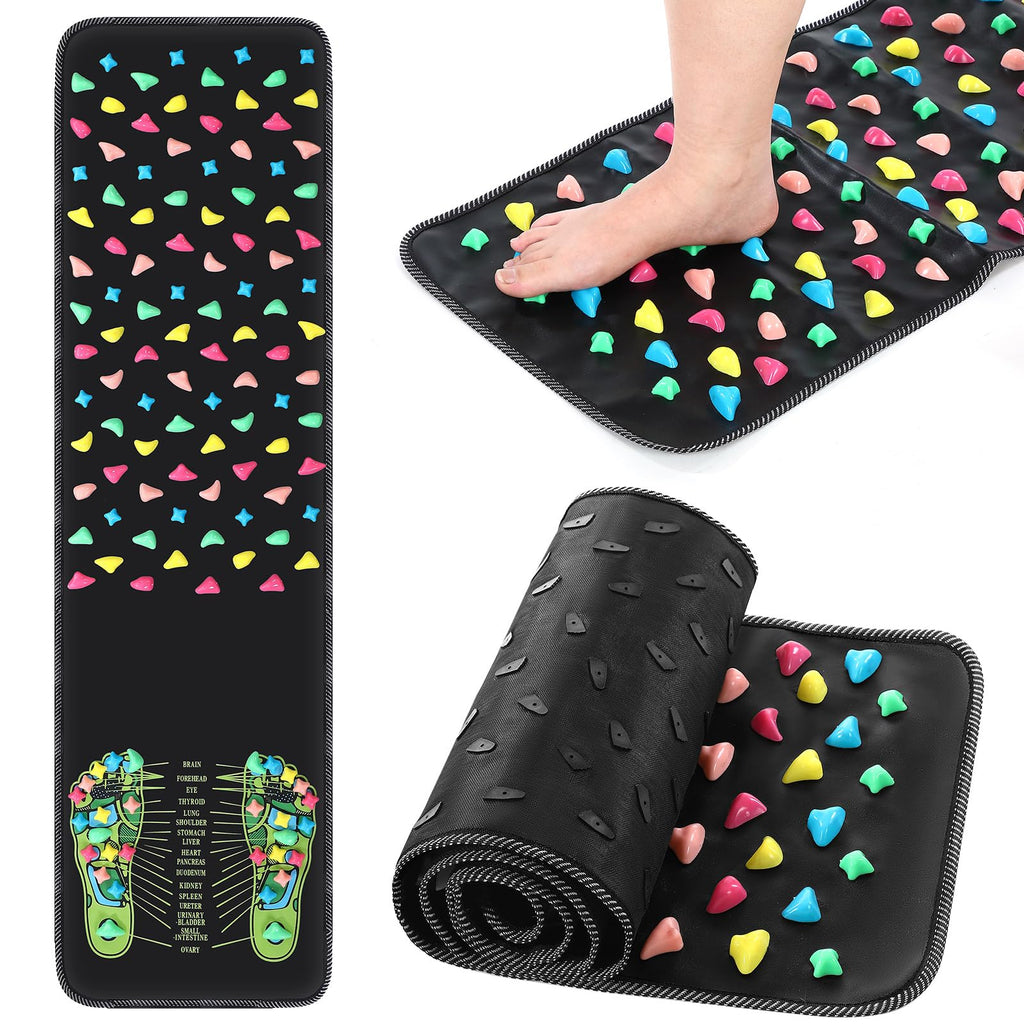 TrelaCo Foot Massage Mat Reflexology Walk Stone Road Foot Massage Acupoint Mat for Acupressure Relaxes for Long Sitting Elderly Students and Office Workers (13.78 x 47.24 Inches)