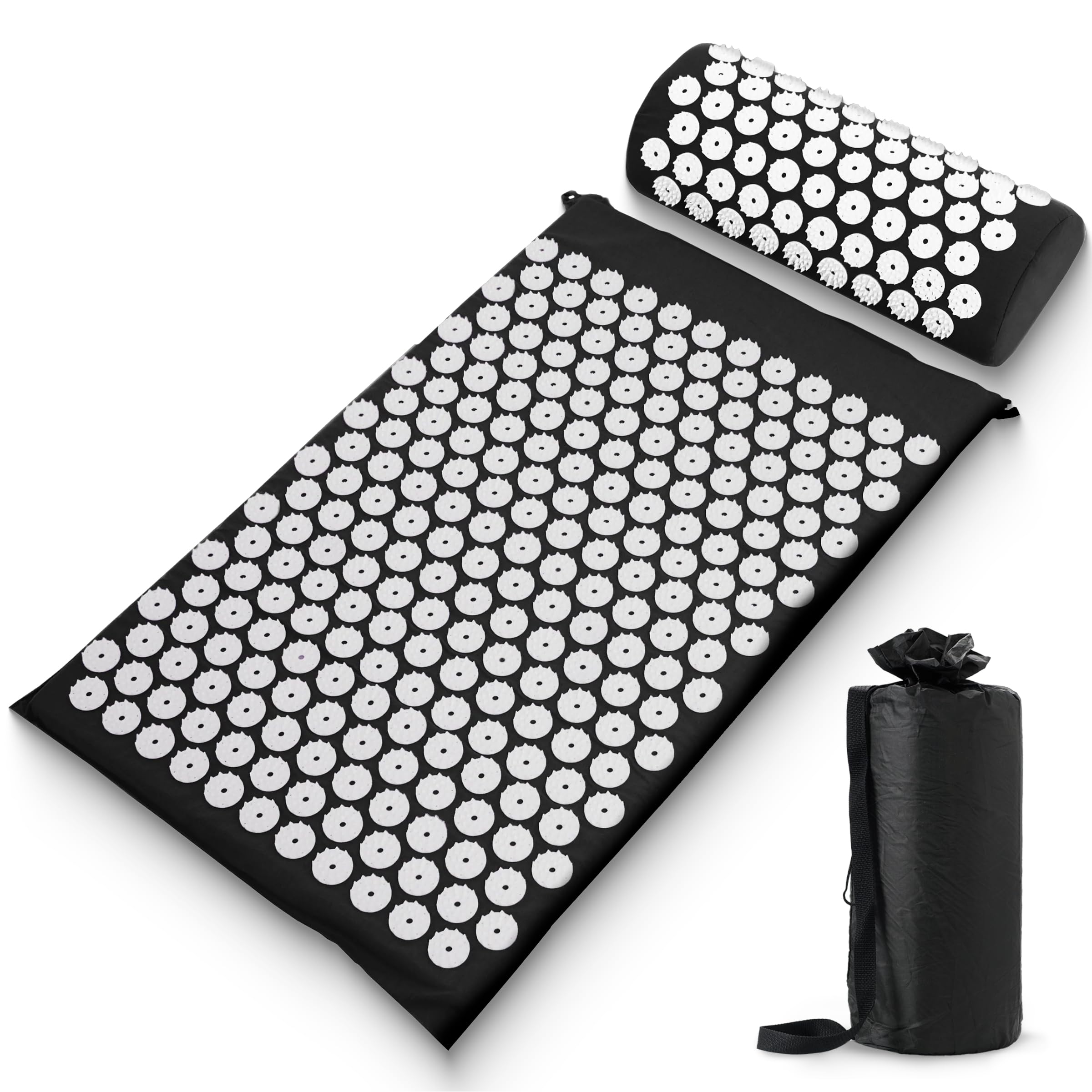 Sharper Image® Acupressure Mat & Pillow Set with Travel Bag for Full Body Muscle Recovery & Relaxation Stress & Anxiety Relief Back Neck Shoulder Pain Relief| Portable Travel Massage Tool Gift