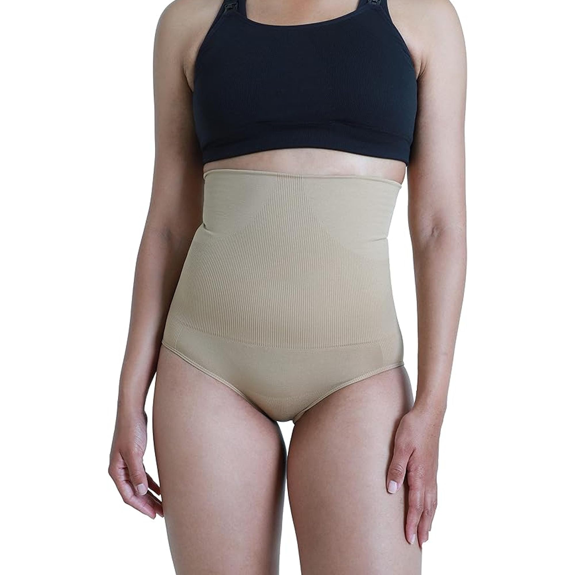 Ingrid & Isabel Basics Seamless Postpartum Compression Underwear Over the Belly Fit Compression & Support for Recovery Nude Womens Size L